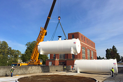 Stainless Steel Tanks being delivered to site