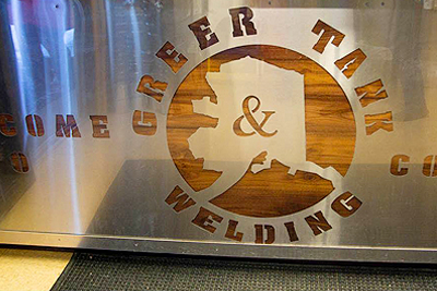 Greer Tank & Welding sign - made with water jet and plasma cutting machines